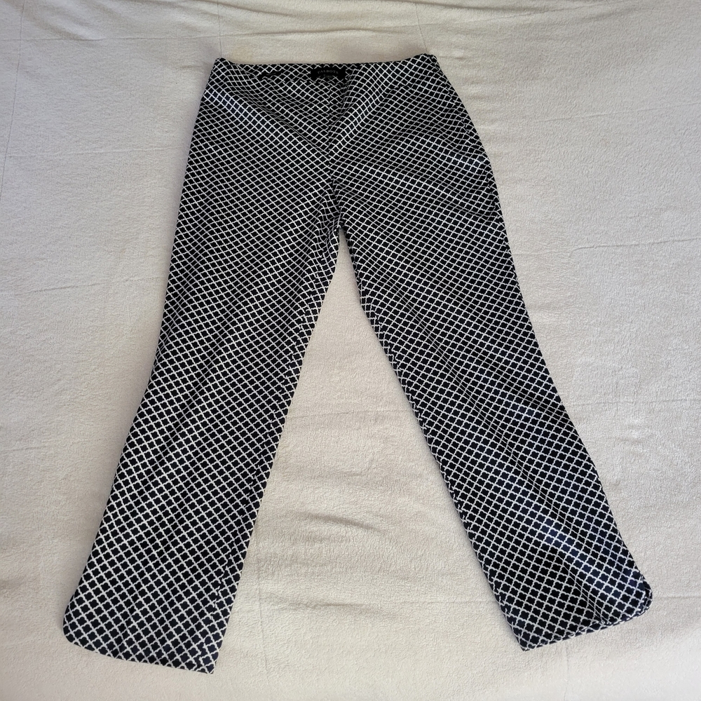Talbots Navy and White Geometric Capris